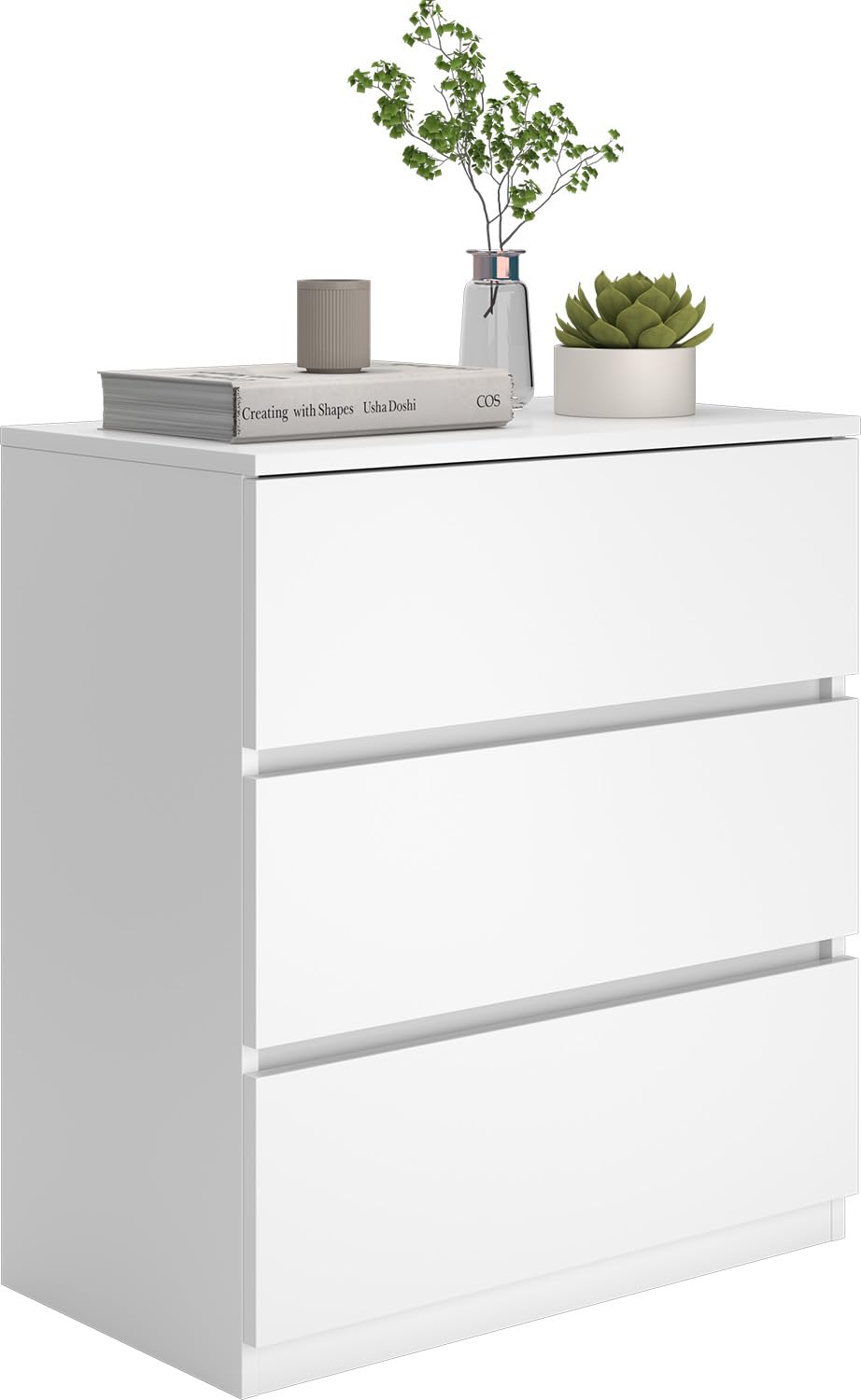 furtble 3 Drawer Dresser, Small Dresser for Closet, Wooden White Nightstand for Bedroom, Chest of Drawers Side Table Storage Cabinet for Home Office Entryway Hallway furtble