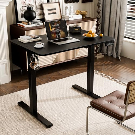ERGOMAKER 35" Electric Standing Desk, Height Adjustable, Sit Stand Up Desk for Home Office & Computer Workstations, Memory Controller, Black ERGOMAKER