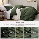Bedsure Olive Green Duvet Cover King Size - 3 Pieces Prewashed Cotton-Like Polyester Extra Soft Bedding Set, Includes 1 Duvet Cover 104x90 Inches with Zipper Closure & 2 Pillow Shams, No Comforter Bedsure