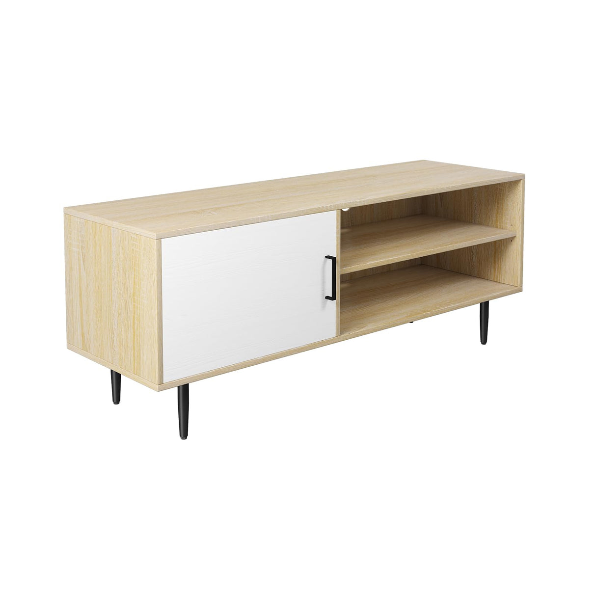 Novilla TV Stand for TV's up to 50 Inches, Television Stands and Shelves Entertainment Center with Storage Cabinets & Open Shelf, White Novilla