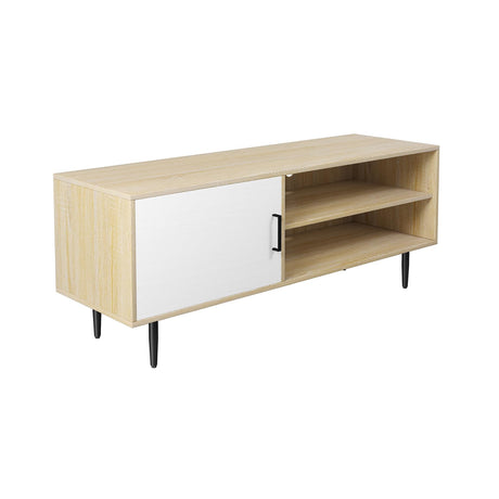 Novilla TV Stand for TV's up to 50 Inches, Television Stands and Shelves Entertainment Center with Storage Cabinets & Open Shelf, White Novilla