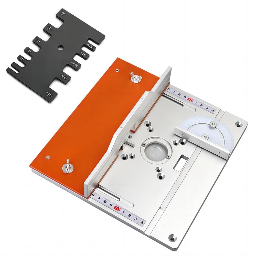 KETIPED Aluminium Router Table Insert Plate,Woodworking Benches Router Flip Plate with Miter Gauge Guide,Fence Sliding Brackets,Tenon Ruler,MG-053SV KETIPED