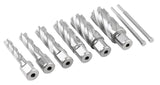 Accusize Industrial Tools Hss Annular Cutter Set, 2'' Cutting Depth, 7/16'' to 1-1/16'' Slugger Cutter, 8 Pcs/Set, HSS2-0000 Accusize Industrial Tools