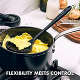 GreenPan 5 Piece Cooking Utensil Set, Flexible Nonstick Silicone, Stain-Free, Tongs, Turner, Spatula, Skimmer, and Slotted Spoon, Black GreenPan