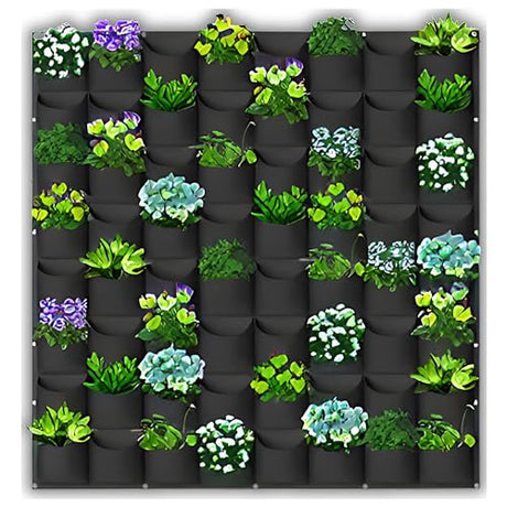 SunVara Vertical Wall Planter Vertical Garden Wall Living Wall Planters Outdoor Wall Garden Planter Outdoor Vertical Wall Planters for Outdoor Plants Wall Pocket Planter Hanging Grow Bags 64 Pockets SunVara