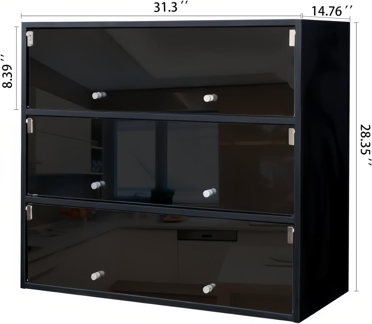 Shoe Storage Box - 3-Tier Wooden Shoe Storage Box with Flip Glass Door - Shoe Organizer Storage Box with RGB Led Light for Up to 9-12 Pairs of Shoes. (3 Tier) LGLRTD