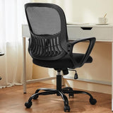 Sweetcrispy Ergonomic Mid-Back Mesh Home Office Desk Chair with Wheels, Lumbar Support, and Comfortable Armrests for Home, Bedroom, Study, Office Sweetcrispy