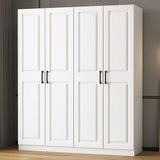 LITFAD Freestanding Functional Closet Contemporary Wood Large Capacity Storage Wardrobe with Shelves and Garment Rod Clothes Cabinet for Bedroom Hotel - White Armoire 55" L x 19.5" W x 71" H LITFAD