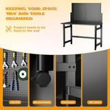 Heavy-Duty Foldable Wall-Mounted Workbench with Pegboard, 2000Lb Capacity Steel Work Table for Garage, Workshop, Warehouse, Home, Space-Saving Tool Storage, Black ExploreHorizon