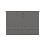 AFI Hamilton Full Murphy Bed Chest with Mattress, Storage, and Built-in Charger in Grey AFI