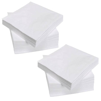 200 Count Napkins 2 Ply Plain White Beverage Napkins Disposable Four Fold Cocktails Paper Napkins 4.9" X 4.9" folded for Party and Every Day Use