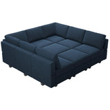 Belffin Modular Sectional Sofa with Ottomans Velvet Reversible Sleeper Sectional Sofa with Chaise Modular Sleeper Sofa Bed with Storage Seat Blue Belffin