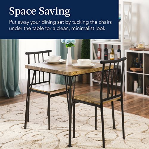 Best Choice Products 3-Piece Dining Set Modern Dining Table Set, Metal and Wood Square Dining Table for Kitchen, Dining Room, Dinette, Breakfast Nook w/ 2 Chairs - Brown Best Choice Products