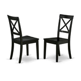 East West Furniture Boston Dining Room Cross Back Solid Wood Seat Chairs, Set of 2, Black East West Furniture