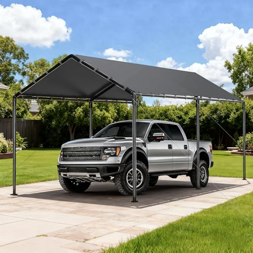 Carport 10x20ft Heavy Duty Car Tent, Portable Garage, Car Shelter, All-Season Tarp Tent for Car, Party，Grey Grezone