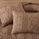 AMBERSPACE Queen Comforter Set Brown, Tufted Geometric Boho Bedding Farmhouse Bed Set, All Season 7 Pieces Bed in a Bag with Sheets, Pillowcases & Shams AMBERSPACE