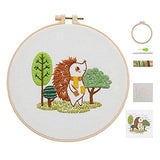 Ebherys Level 1 Embroidery Kits for Beginners and Adults, Different Animals Pattern, 1set as a Pack, inculde 1 Hoop, Instruction and Enough Threads, Easy and Basic Stitches (Hedgehog)