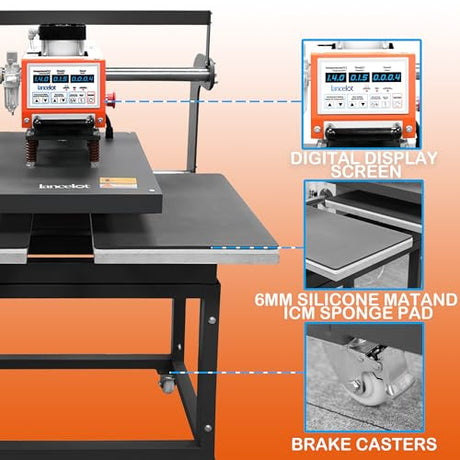 16x24 Pneumatic Sliding Dual Platen Heat Press-Large Heat Transfer Press with Auto Lift Sublimation Transfer for T-Shirt Printing &Small Businesses Delivers Consistent Results for Shirts, 2XL Apparel Lancelot