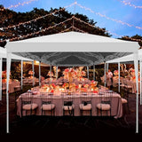 COBIZI 10x30 Pop up Canopy Tent for Parties with 8 Removable Sidewalls, Waterproof UPF 50+ Commercial Event Tent, Protable Outdoor Canopy with 4 Sandbags for Wedding, Backyard(10x30FT, White) COBIZI