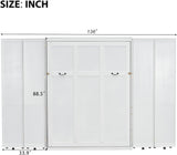Foldable Queen Murphy Bed Cabinet with Storage Bookshelf Bookcase, Wood Hidden White Murphy Wall Bed with Storage Shelves for Adults MERITLINE