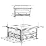 SIMPLIHOME Warm Shaker Square Coffee Table - 36 inch Wide Solid Wood Cocktail Table in Tobacco Brown, Transitional Living Room Table with Large Storage Drawer and Open Shelf for Sitting Area SIMPLIHOME