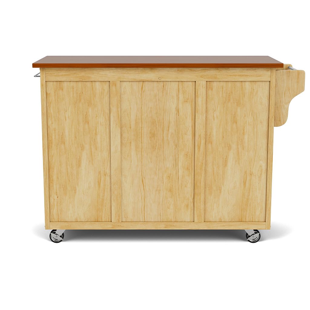 Home Styles Create-a-Cart Cottage Natural Finish Four-door Cabinet with Oak Top, Four Wood Panel Doors, Three Adjustable Shelves, Two Drawers, Two Towel Bars, Spice Rack, and Rubber Casters - WoodArtSupply