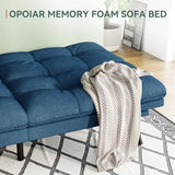 Opoiar Convertible Futon Sofa Bed,71" Memory Foam Futon Couch,Detachable Cushion,Adjustable Backrest & Armrest,Linen Modern Loveseat Sleeper Recliner for Living Room,Office,Apartment,Retro Blue Opoiar