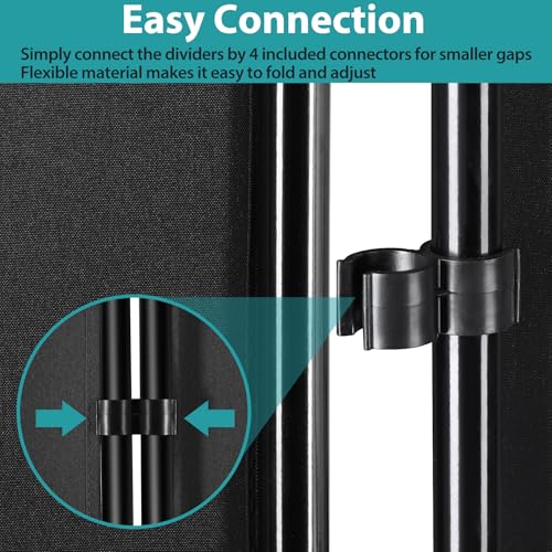SUPER DEAL Room Divider, 6 Ft Folding Privacy Screens, 3 Panel Portable Room Partition Separator with Wide Metal Stands Freestanding Temporary Wall for Home, Office, Bedroom, 101" W X 72" H, Black SUPER DEAL