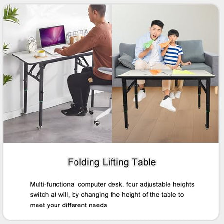 AMSXNOO Height Adjustable Standing Desk, No Assembly Folding Collapsible Computer Desk, Rolling Laptop Table for Workshop Home Office AMSXNOO