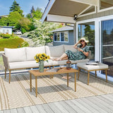 YITAHOME 6 Pieces Patio Furniture Set with Coffee Table & Washable Cushions, Wicker Rattan Conversation Sectional Set for Garden Yard Pool Beige YITAHOME