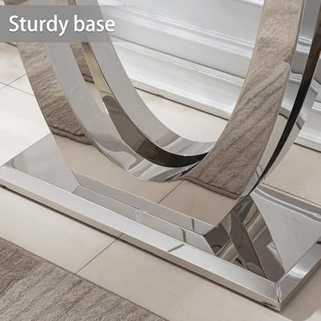 47" Modern Marble Console Table, Narrow Entryway Table White Faux Marble Top & Silver Double U-Shaped Stainless Steel Base - Sofa Table for Entryway, Hallway, Foyer, Living Room AMHDDT