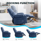 MAHOMICO Recliner Chair Oversized Swivel Rocker with Vibration Massage & Lumbar Heating, 360° Swivel, USB Charging Port, Cup Holders & Side Pocket for Living Room