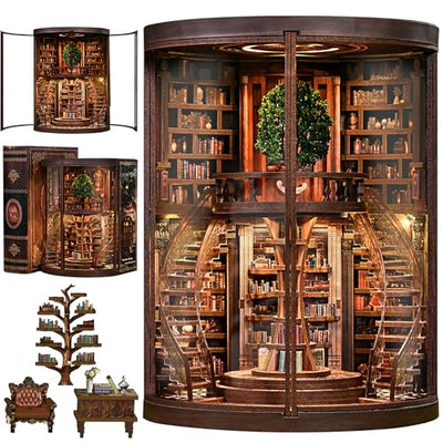 DolphinIsle Book Nook Kit for Adults Booknook DIY Miniature Library Decor Fantasy 3D Puzzle