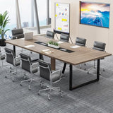 Tribesigns 8FT Conference Table, 94.49 L x 47.24 W x 29.53 H Inches Large Meeting Podcast Table for 10 People, Business Style Wooden Training Table with Strong Metal Frame for Office Conference Tribesigns
