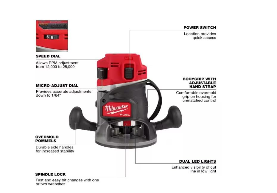 M18 FUEL 18V Lithium-Ion Cordless Brushless 1/2 in. Router (Tool-Only) Milwaukee