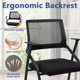 CLATINA Stackable Foldable Conference Room Chairs with Wheels, Portable Padded Office Desk Chair with Lumbar Support and Armrest for Training Room, Guest, Reception, Event, Black (8pk) CLATINA