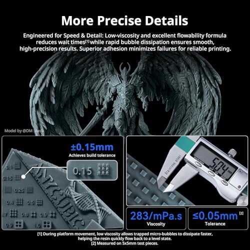 ANYCUBIC 2nd Gen Resin Technology ABS-Like Resin 2.0, 3D Printer Resin with High Toughness, More Precise Details, Low Odor, Wide Compatibility for All LCD Resin 3D Printers (Grey, 1kg)