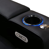 Valencia Piacenza Home Theater Seating | Premium Top Grain Nappa 9000 Leather, Power Recliner, Power Headrest, LED Lighting (Row of 3 Loveseat Right, Black) VALENCIA THEATER SEATING