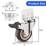 Heavy Duty Casters Set of 4 with Brake,L-Shape Side Mount TPR Plate Caster Wheels Replacement for Baby Bed, Carts Trolley, Kitchen Cabinet, Furniture, Table, Loading Capacity 240 Lbs (2” L-Shape) Molen