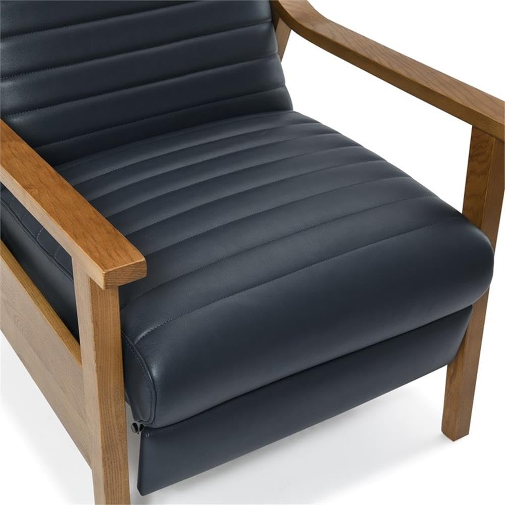 Comfort Pointe Arthur Midnight Blue Faux Leather Wood Arm Push Back Recliner Comfort Pointe