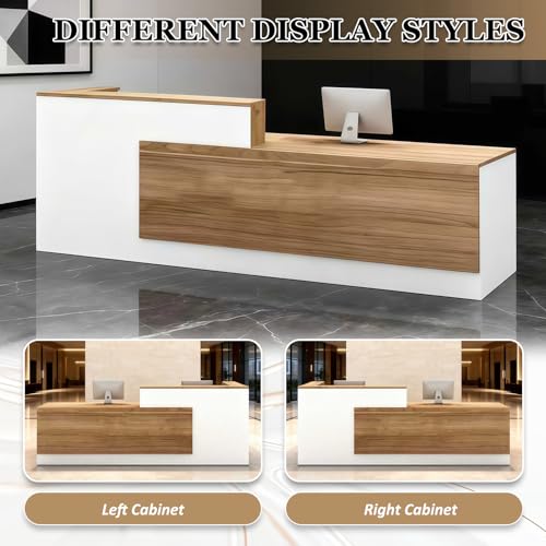 YTElantivo L-Shaped Reception Desk with Counter, 1-Inch Thick Board, Lockable Drawers & Keyboard Tray, Heavy-Duty Front Desk for Office, Salon, Hotel & Clinic YTElantivo
