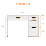 MaverickFurni White Desk with 4 Drawers, Small Desk with Storage, White Computer Desk with Filing Cabinet, Small Desks for Kids, Home Office Desk with Drawers, Bedroom, Small Space MaverickFurni