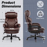 800LBS Big and Tall Office Chair for Heavy People, Heavy Duty Executive Chair with High Back, Extra Wide Seat and Adjustable Lumbar, Large Computer Desk Chair Comfortable for Home Office (Brown) FANTAWESO