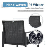 JOIVI 5 Pieces Patio Bistro Set, PE Wicker Outdoor Patio Furniture Set, Modern Rattan Patio Chairs with Table & Ottomans, Patio Conversation Sets for Balcony, Front Porch, Garden, Black Cushion JOIVI