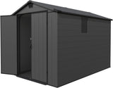 Patiowell 6 x 10 FT Outdoor Plastic Storage Shed with Floor - Lockable Resin Tool Shed, 2 Windows, Easy Assembly for Garden/Backyard (Dark Grey) Patiowell