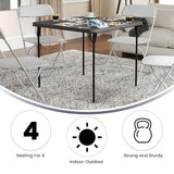 Flash Furniture Dunham 2.83' Square Plastic Folding Event Table with Carrying Handle, Bi-Fold Banquet Table for Indoor/Outdoor Events, Dark Gray Flash Furniture