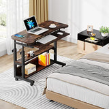 Tribesigns Portable Desk with Power Outlets, Height Adjustable Side Table Sofa Couch Bedside Laptop Computer Cart with USB Charging Ports, Mobile Small Standing Desk with Keyboard Tray Tribesigns