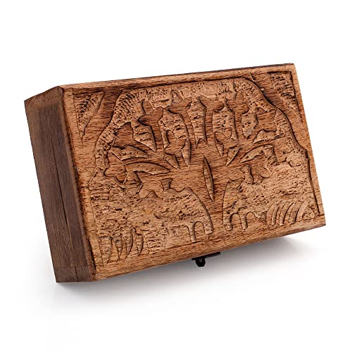 Great Birthday Gifts Handmade Decorative Wooden Jewelry Box Tree Of Life Carving Jewelry Organizer Keepsake Box Treasure Chest Trinket Holder Watch Box Storage Lock Box Housewarming The Great Indian Bazaar