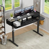 Furmax Electric Standing Desk with Drawers, Stand Up Desk with Storage Shelf Height Adjustable Computer Desk with Organizer for Home Office Ergonomic (Black, 55 Inch) Furmax