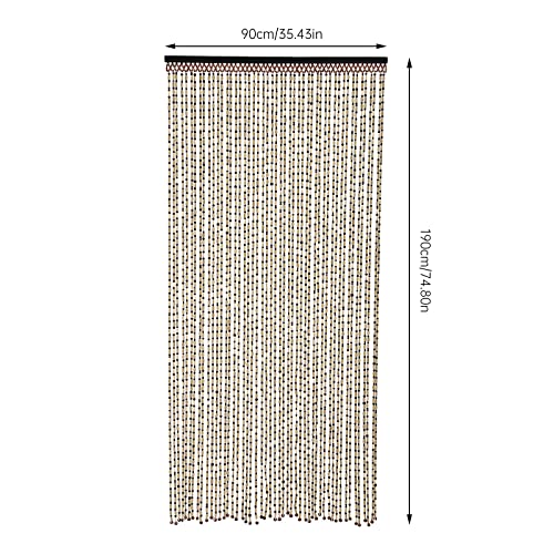 SanBouSi 49 Strands Natural Bamboo & Wood Beaded Curtain Wooden Hanging Room Divider Decorative Handmade Boho Bohemian Wooden Doorway Beads Curtain, 75" x 35.5" SanBouSi
